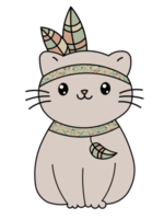 dapper schattig kat met kleurrijk pluimen png