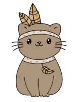 courageux mignonne chat avec coloré panaches png