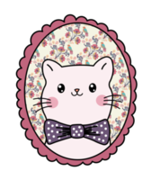 adorable mignonne chat portrait avec arc attacher png