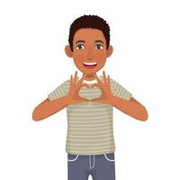 happy young African man showing heart shape sign with hands gesture vector