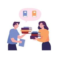 happy people lend each other the book.ai vector