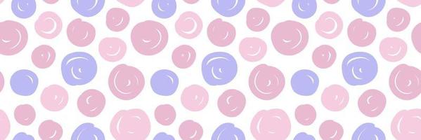 Abstract hand drawn spirals, circles various shapes seamless pattern for children's textiles, surfaces, birthday decoration, wrapping paper. Artistic bubbles texture. Vector background gentle shade.