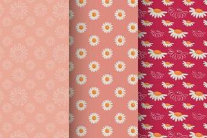 Set of seamless patterns in modern floral style vector