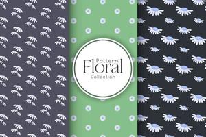 Set of summer floral patterns, minimalistic style vector