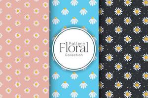 Set of simple floral seamless patterns on a light background, luxurious patterns with flowers vector