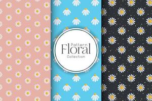 Set of simple floral seamless patterns on a light background, luxurious patterns with flowers vector