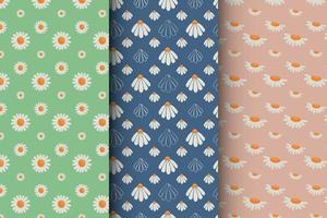 Set of summer floral patterns, minimalistic style vector