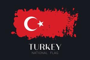 Turkey national flag on dark background, brush style vector