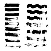 grunge artistic think brush strokes set. Empty black shapes, design elements, for frames. Backgrounds for text or quote vector