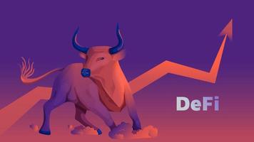 defi descentralizado Finanzas alcista tendencia. el toro es torneado y el flecha es señalando arriba. degradado estilo. vector