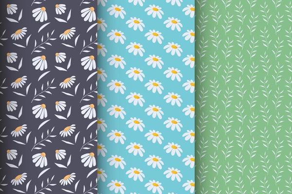 Set of simple floral seamless patterns