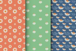 Chamomile pattern set, seamless vector pattern