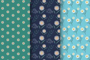 Set of simple floral seamless patterns vector