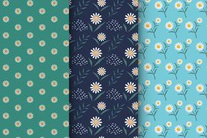 Set of simple floral seamless patterns vector