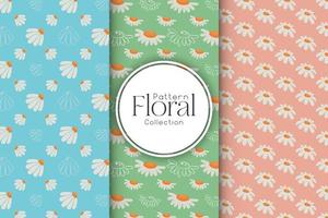 Collection of floral patterns on a light background vector