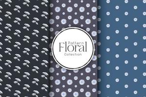 Set of floral patterns on a black background vector