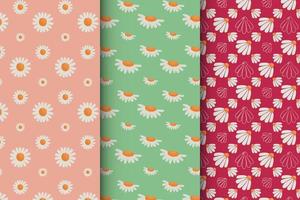 Set of three seamless floral patterns vector