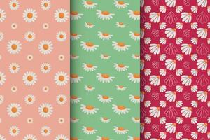 Set of three seamless floral patterns vector