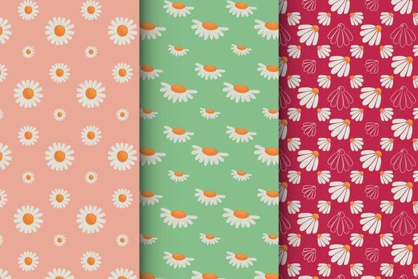 Set of three seamless floral patterns