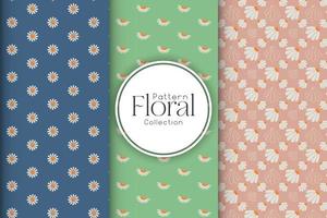Set of patches with flowers, seamless pattern vector