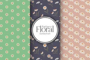 Collection of floral patterns on a light background vector