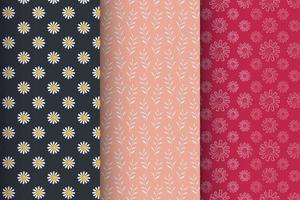 Set of patches with flowers, seamless pattern vector