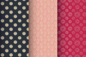 Set of patches with flowers, seamless pattern vector