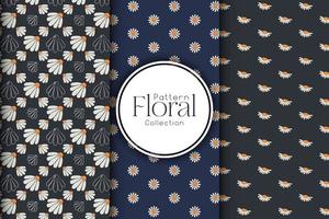 Set of floral patterns on a black background vector