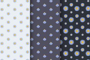 Set of simple floral seamless patterns on a light background, luxurious patterns with flowers vector