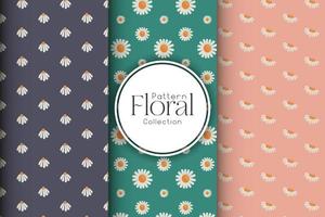 Set of seamless patterns in modern floral style vector