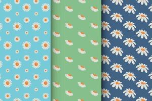 Chamomile pattern set, seamless vector pattern