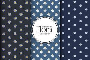 Collection of floral patterns on a dark background vector