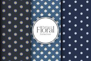 Collection of floral patterns on a dark background vector