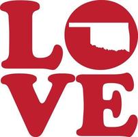 LOVE Oklahoma State Red Outline Vector Graphic Illustration Isolated