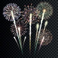 Set of isolated vector fireworks