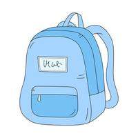 Vector illustration of a backpack in doodle style. Hand drawn picture is isolated on a white background