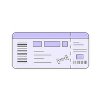 One plane or train ticket. Vector illustration in cartoon style isolated on white background