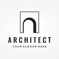 Abstract elements of arch line vector logo, for the construction of doors, windows, buildings and architecture. On a black and white isolated background.