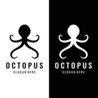 Sea octopus or kraken hipster logo creative template isolated on background. vector