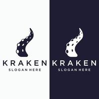 Sea octopus or kraken hipster logo creative template isolated on background. vector