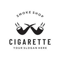 Pipe Logo design for vintage cigarette smoke.Premium cigar smoke logo. vector