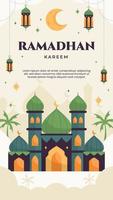 Ramadhan social media story template with flat illustration vector