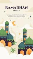 Ramadhan social media story template with flat illustration vector