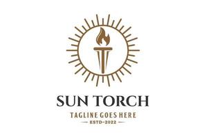 Elegant Luxury Sun Torch Light Logo Design vector