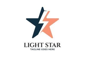 Modern Simple Minimalist Star with Thunder Light Power Energy Logo vector