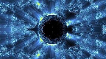 abstrait en boucle Contexte de un énergique bleu la magie bague de embrasé particules et une vague de énergie, vidéo 4k, 60 images par seconde video