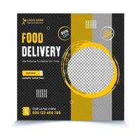 A flyer for food delivery that says we promise to deliver social media post design vector