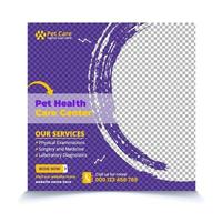 pet care center promotional social media post design vector