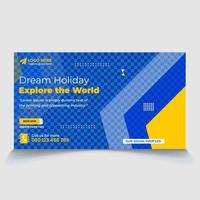 Holiday world tour web page banner or video thumbnail design vector