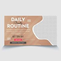 Daily beauty routine skincare treatment promotional web cover banner thumbnail design vector